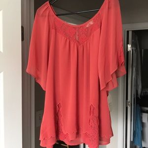 Coral chiffon top from Altar’d State